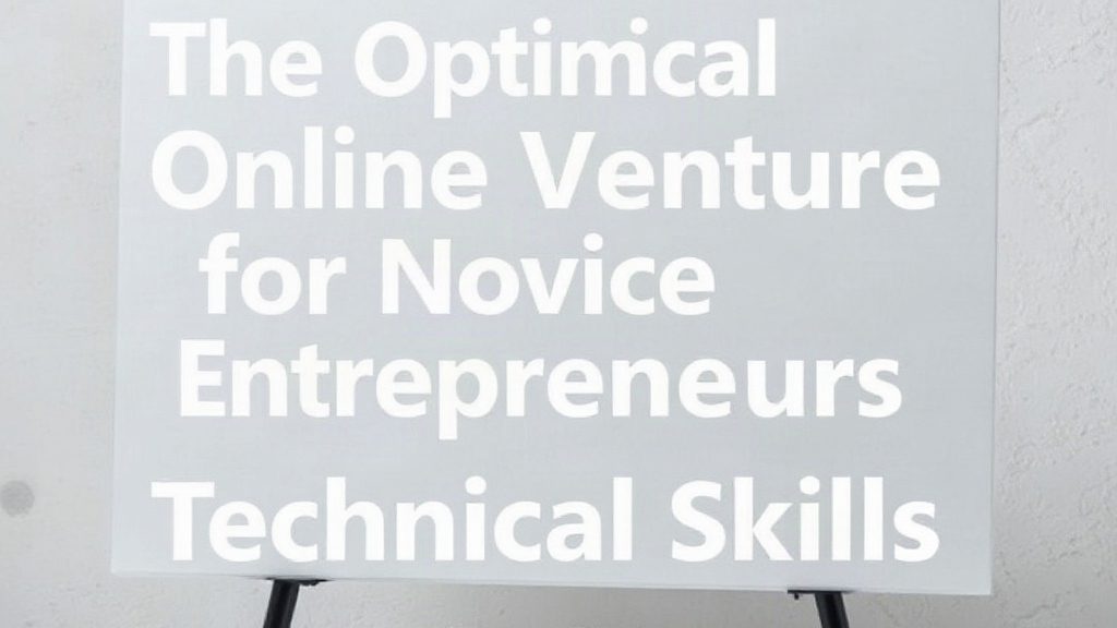 The Optimal Online Venture for Novice Entrepreneurs without Technical Skills